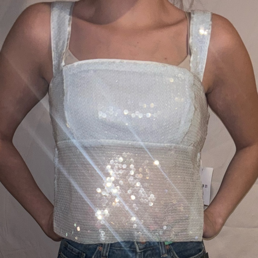 Forever 21 White Sequin Top